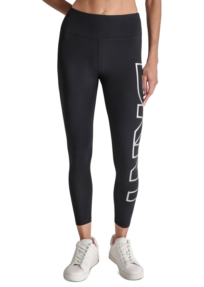 Dkny Sport Women's High-Rise Logo Graphic 7/8 Leggings - Black/silv