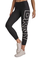 Dkny Sport Women's High-Rise Logo Graphic 7/8 Leggings - Black/silv