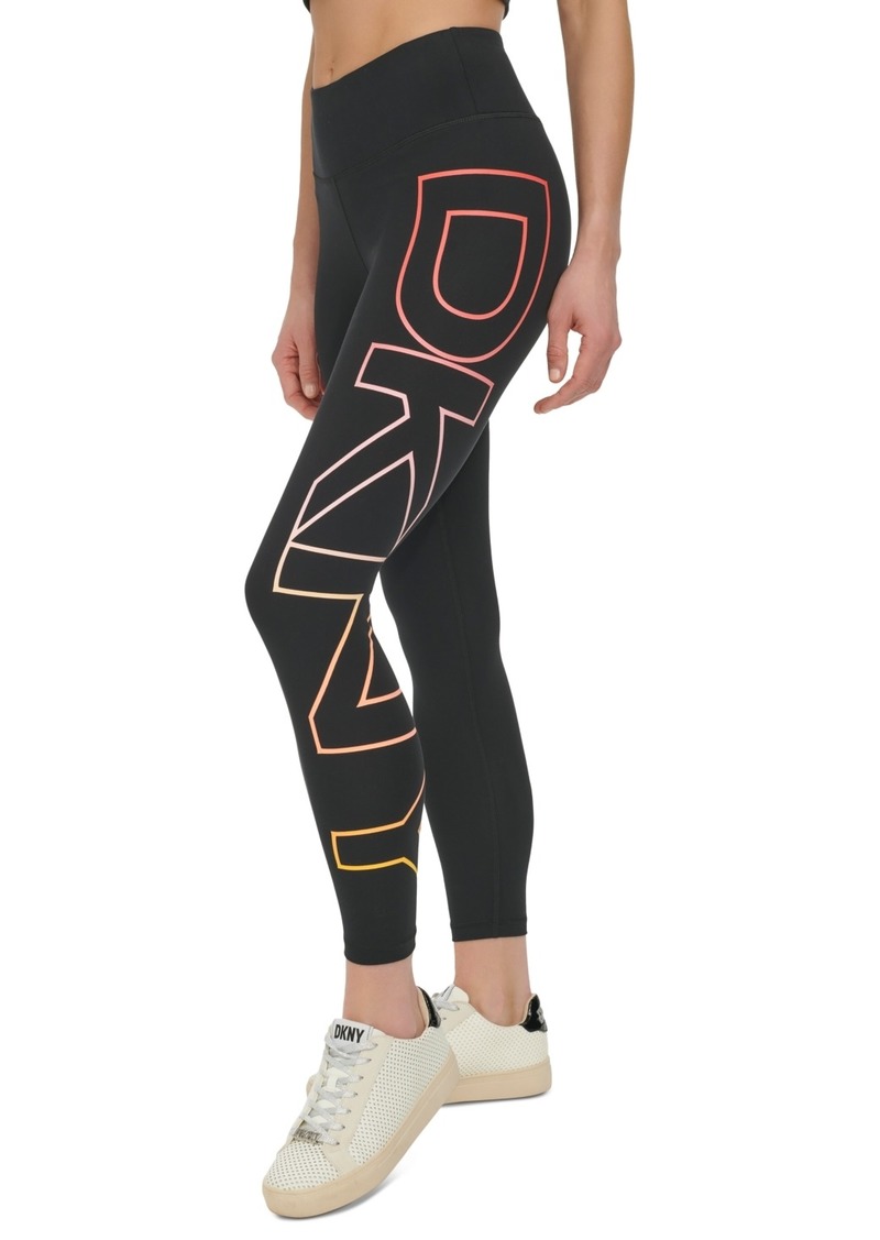 Dkny Sport Women's High-Waist 7/8 Exploding-Logo Leggings - Black