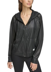 Dkny Sport Women's Honeycomb Mesh Full-Zip Hoodie - Black