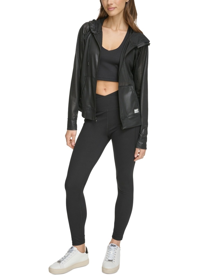 Dkny Sport Women's Honeycomb Mesh Full-Zip Hoodie - Black