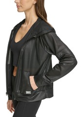 Dkny Sport Women's Honeycomb Mesh Full-Zip Hoodie - Black