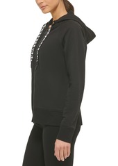 Dkny Sport Women's Logo-Drawstring Fleece Full-Zip Hoodie - Sand/sand