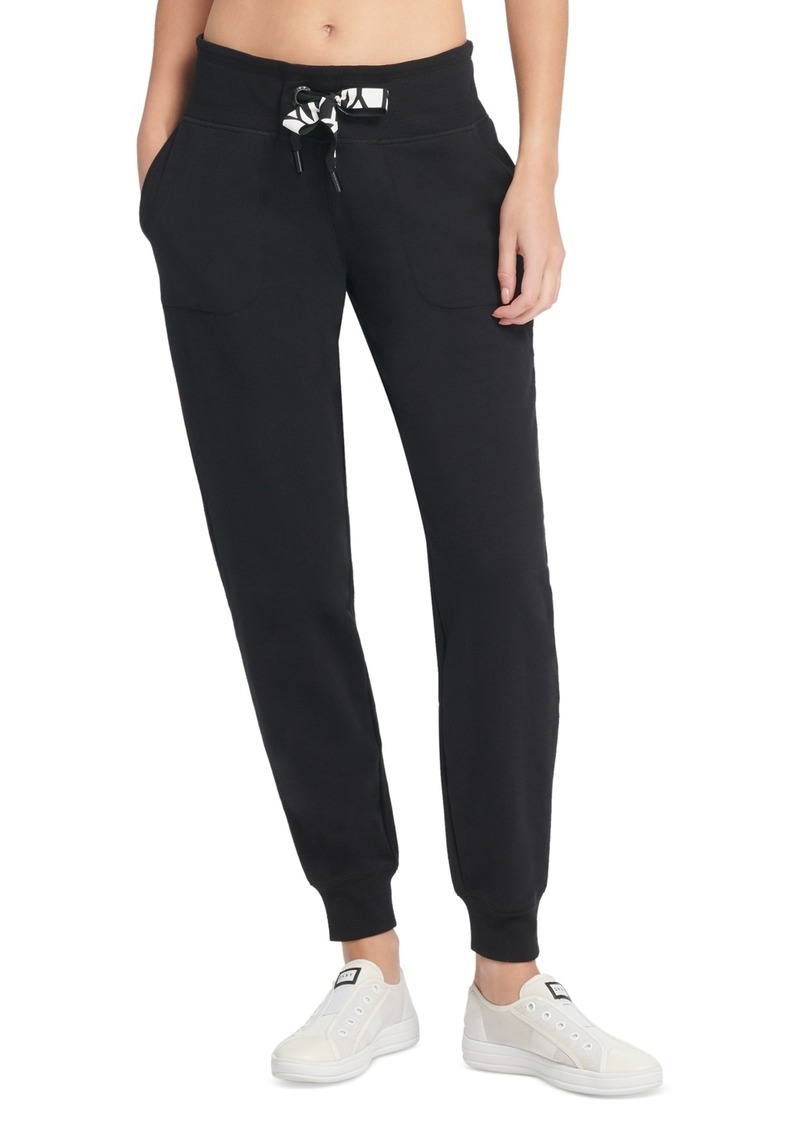 Dkny Sport Women's Logo-Drawstring Fleece Jogger Sweatpants - Black