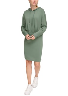 Dkny Sport Women's Long-Sleeve Hoodie Dress - Duck Green/silver