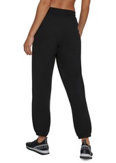 Dkny Sport Women's Metallic Logo Fleece Jogger Sweatpants - Black/Silver