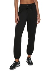 Dkny Sport Women's Metallic Logo Fleece Jogger Sweatpants - Black/Silver