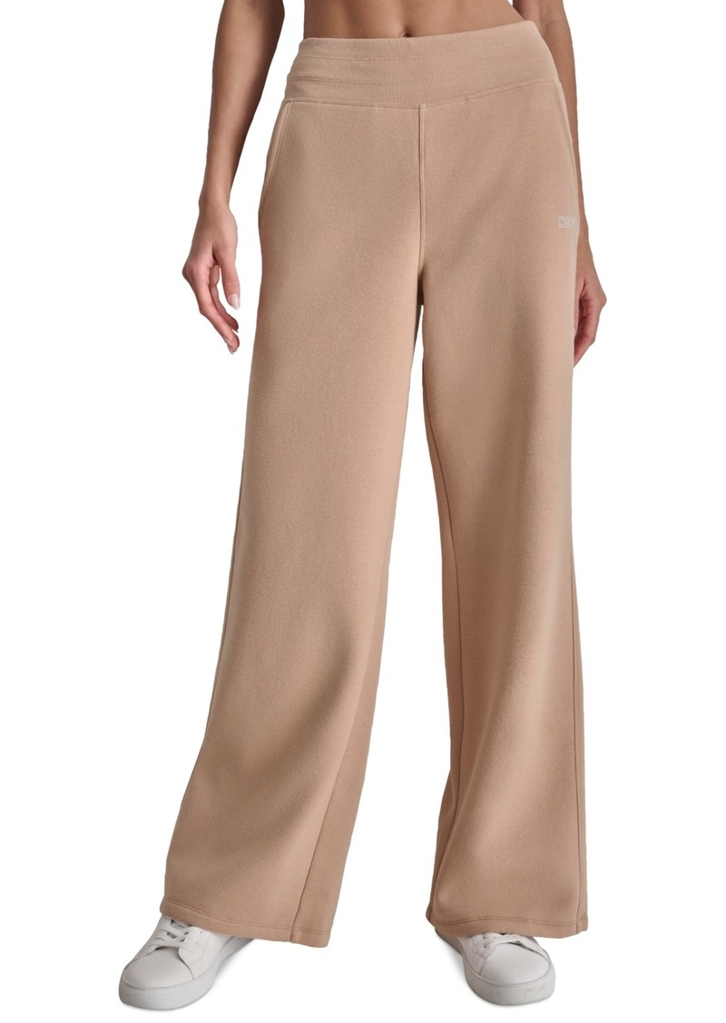 Dkny Sport Women's Mini-Stud-Logo Wide-Leg Fleece Sweatpants - Praline Cm