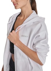 Dkny Sport Women's Mini-Stud-Logo Zippered Fleece Hoodie - Knckout Pi