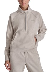 Dkny Sport Women's Mockneck Studded-Logo Half-Zip Fleece Sweatshirt - White