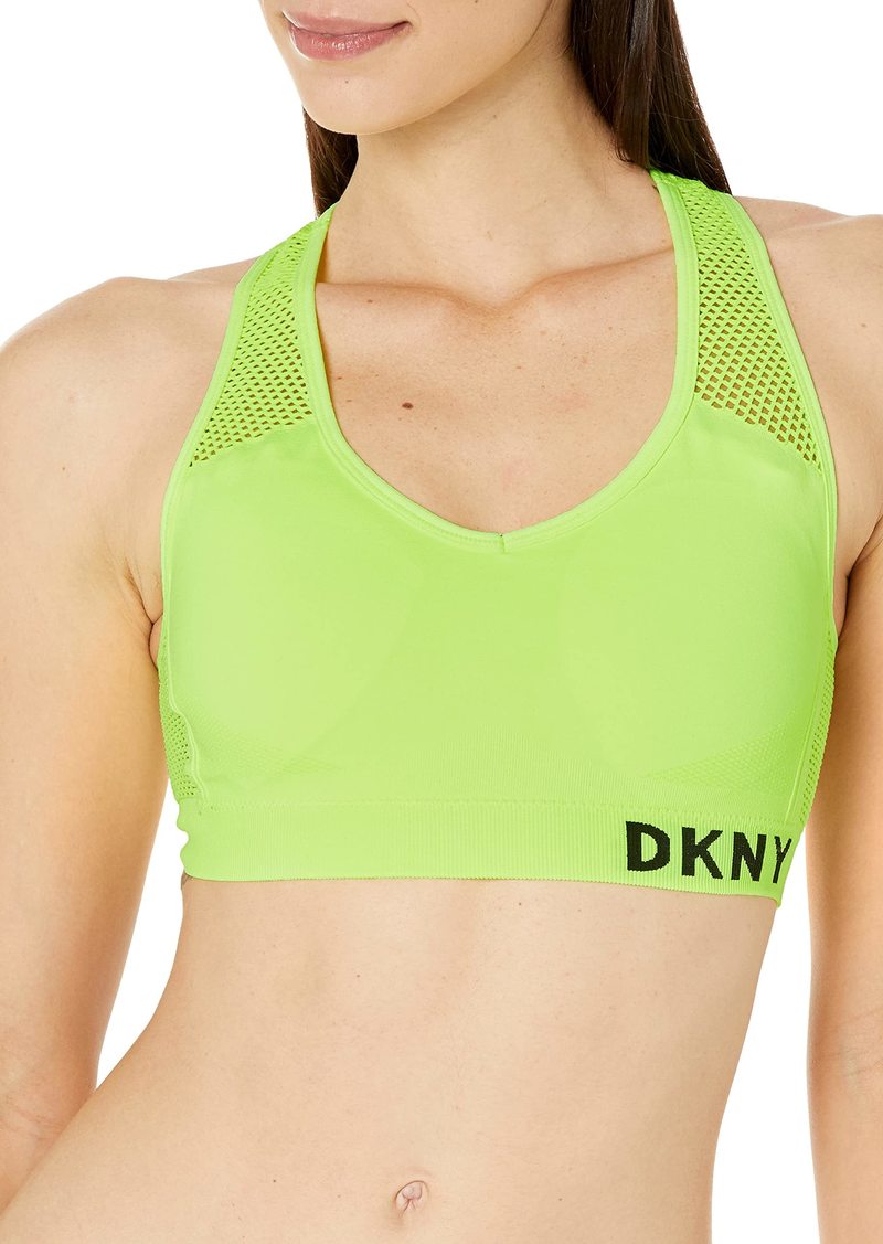 DKNY Women's Performance Classic Seamless Mesh Support Yoga Running Bra