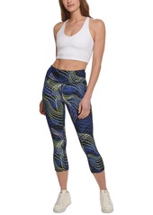 Dkny Sport Women's Printed High-Waist Cropped Leggings - HOT CORAL