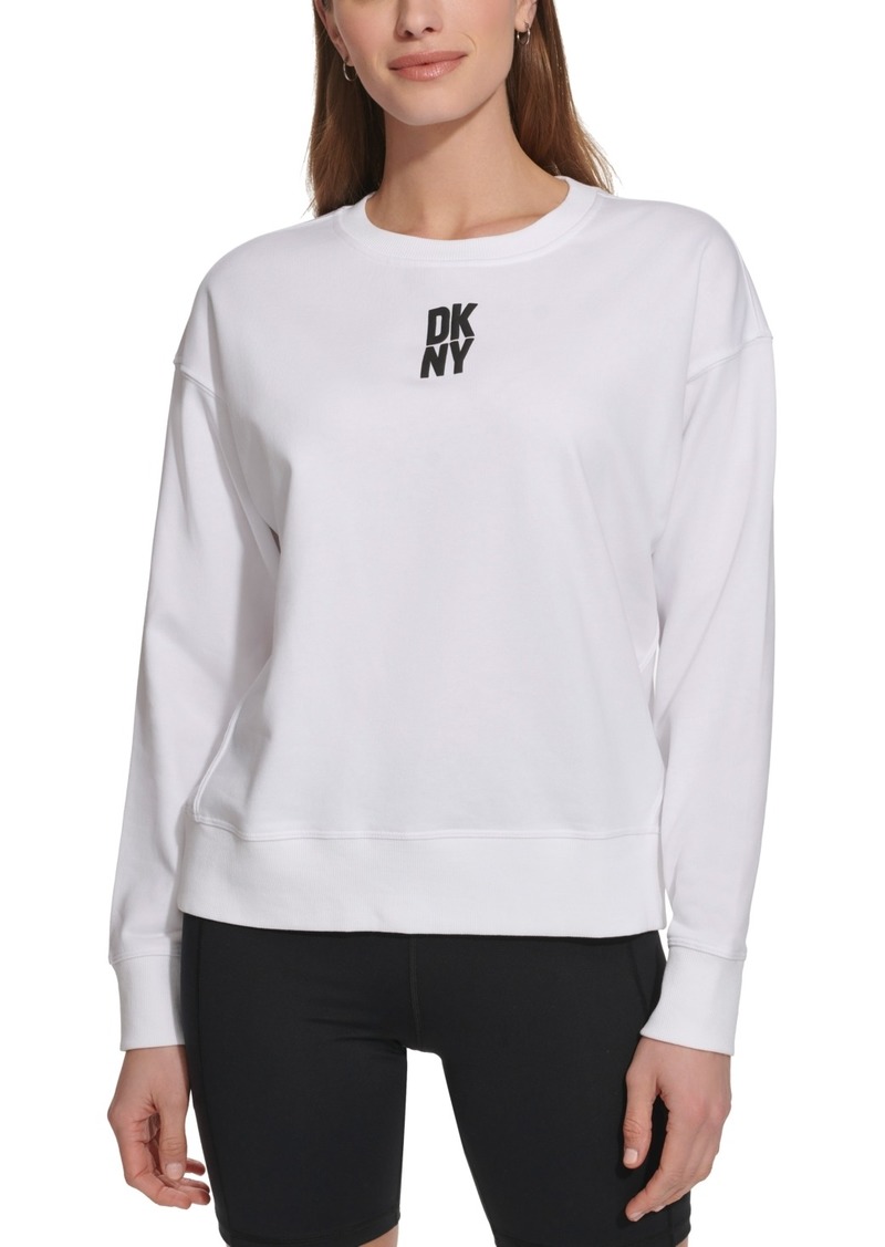 Dkny Sport Women's Puff-Logo Long-Sleeve Sweatshirt - White