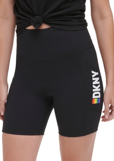Dkny Sport Women's Rainbow Pride High Rise Bike Shorts - Black