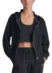 Dkny Sport Women's Rhinestone Logo Full-Zip Hoodie - Driftwood