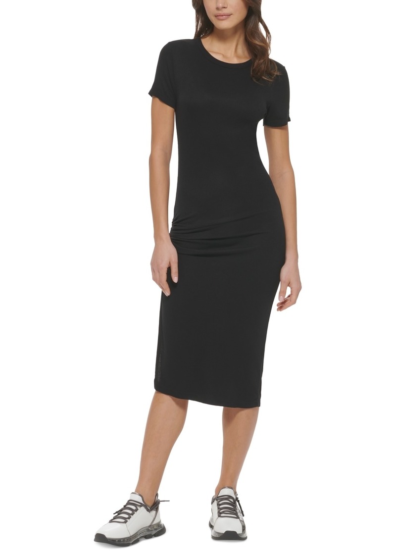 Dkny Sport Women's Rib-Knit Bodycon Midi Dress - Black