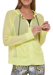 Dkny Sport Women's Solid-Color Mesh Relaxed Zip Hoodie