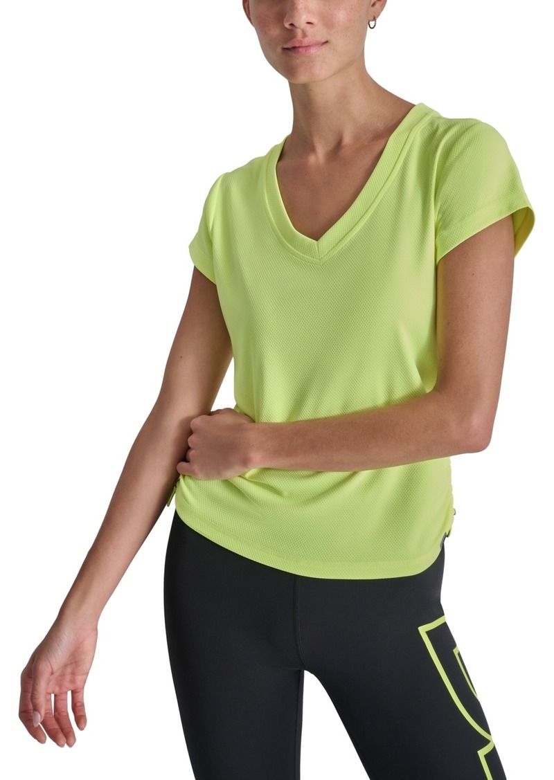 Dkny Sport Women's Tech Textured Ruched-Sides T-Shirt - Zest