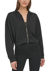 Dkny Sport Women's Textured-Jacquard Long-Sleeve Hoodie - Black