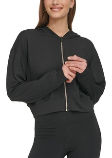 Dkny Sport Women's Textured-Jacquard Long-Sleeve Hoodie - Black