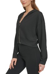 Dkny Sport Women's Textured-Jacquard Long-Sleeve Hoodie - Black