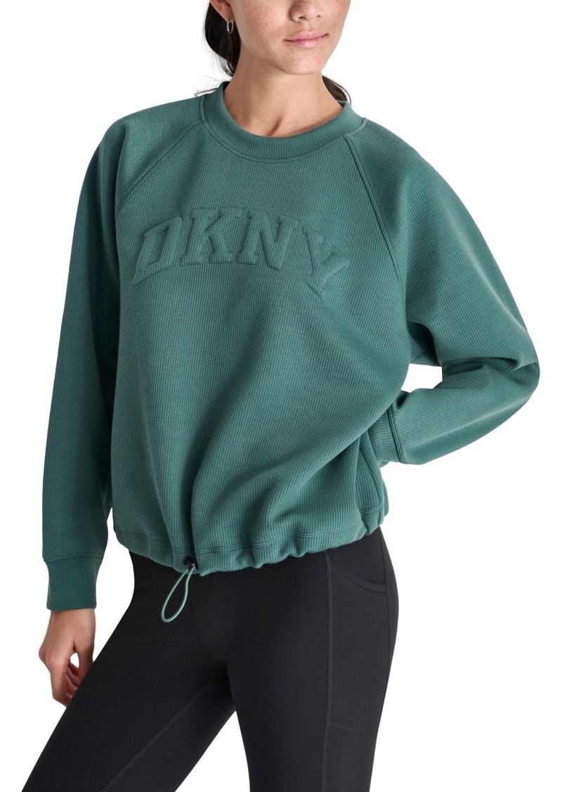 Dkny Sport Women's Varsity Puffed Logo Drawcord Sweatshirt - Spruce