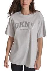 Dkny Sport Women's Varsity Satin Logo T-Shirt - Lily Pad