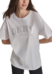 Dkny Sport Women's Varsity Satin Logo T-Shirt - Lily Pad