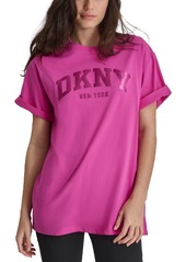 Dkny Sport Women's Varsity Satin Logo T-Shirt - Lily Pad