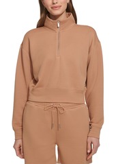 Dkny Sport Women's Zip-Neck Ribbed Knit Sweatshirt - Sand