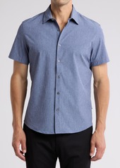 DKNY SPORTSWEAR Ezra Short Sleeve Button-Up Shirt in Pink at Nordstrom Rack