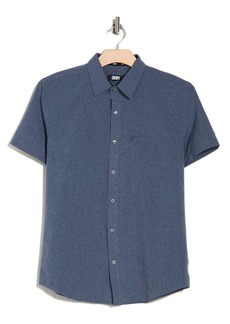 DKNY SPORTSWEAR Lorin Short Sleeve Button-Down Tech Shirt in Blue Heather at Nordstrom Rack