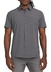 DKNY Lorin Short Sleeve Button-Down Tech Shirt in Blue Heather at Nordstrom Rack