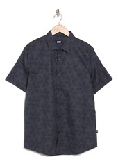 DKNY SPORTSWEAR Razi Short Sleeve Stretch Button-Up Shirt in Iron Blue at Nordstrom Rack