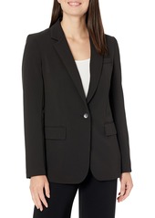DKNY SPORTSWEAR Women's Missy Foundation Long Sleeve Jacket Black with Button