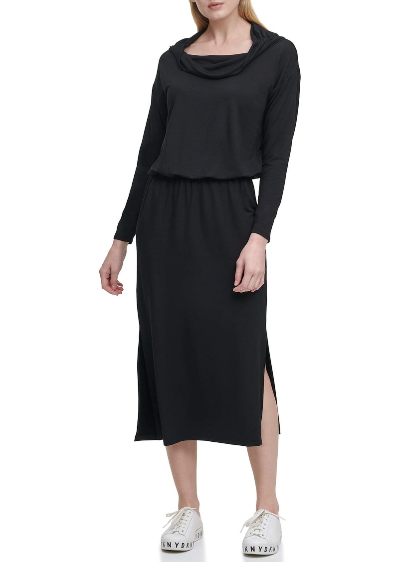 DKNY SPORTSWEAR Women's Missy Long Sleeve Dress Cowl Neck Midi  XL