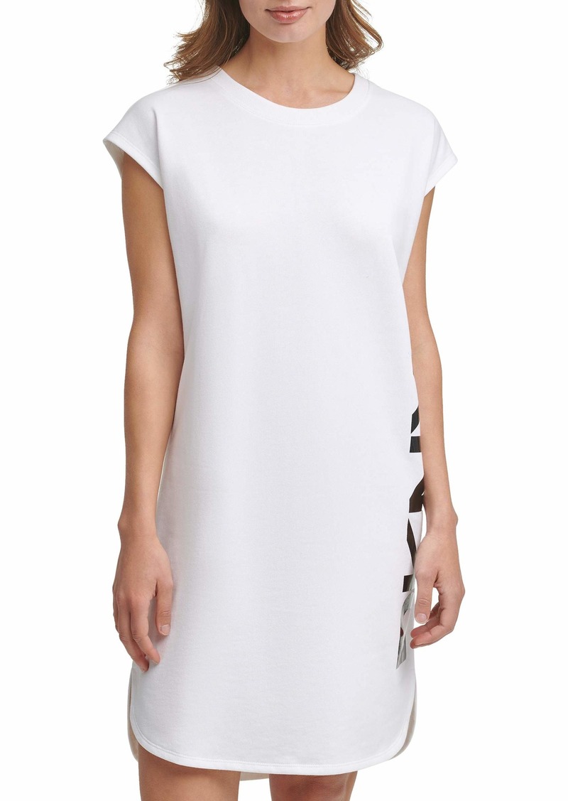 DKNY SPORTSWEAR Women's Missy Cap Sleeve Logo T-Shirt Dress  L