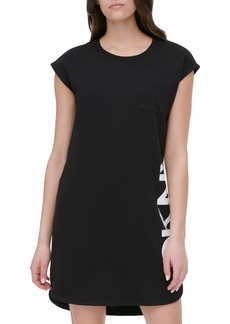 DKNY SPORTSWEAR womens Cap Sleeve Logo T-shirt Tshirt Dress   US