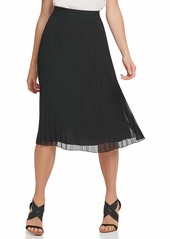 DKNY SPORTSWEAR Women's Missy Pull on Pleated Everyday Midi Skirt Ivry DOT Multi XL