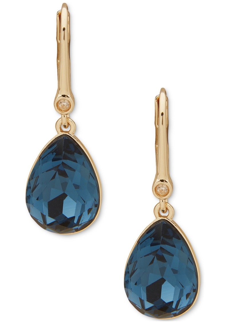 Dkny Stone Teardrop Leverback Drop Earrings - Dark Blue