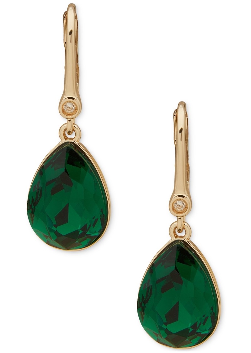 Dkny Stone Teardrop Leverback Drop Earrings - Green