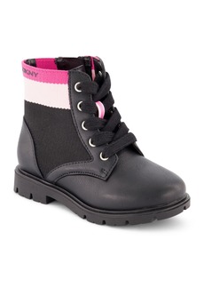 Dkny Toddler Girls Stassi Knit Moto Lace Up Combat Boots - Black, Pink