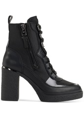 Dkny Women's Toia Lace-Up Zip Block Heel Booties - Black