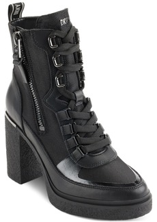 Dkny Toia Lace-Up Zip Booties - Black