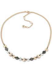 "Dkny Tri-Tone Crystal Disc Frontal Necklace, 16"" + 3"" extender - White"