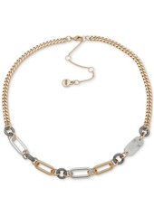 "Dkny Tri-Tone Logo Link Collar Necklace, 16"" + 3"" extender - Multi"