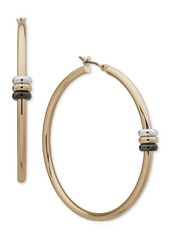 "Dkny Tri-Tone Medium Rondelle Bead Hoop Earrings, 1.76"" - Multi"