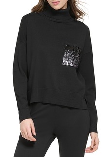 Dkny Turtleneck Sequin Pocket Sweater