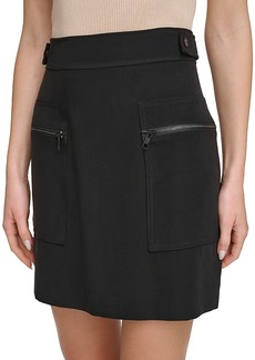 Dkny Twill Zip Pocket Mini Skirt