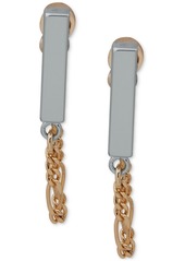 Dkny Two-Tone Bar & Chain Front-and-Back Earrings - Gold